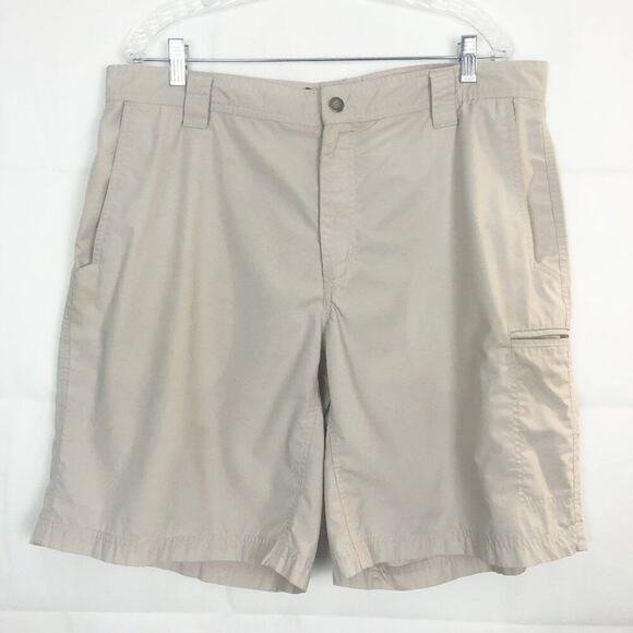 Columbia Mens Shorts Size 38 Beige Khaki Summer Casual Travel Beachy Breathable - Picture 1 of 11